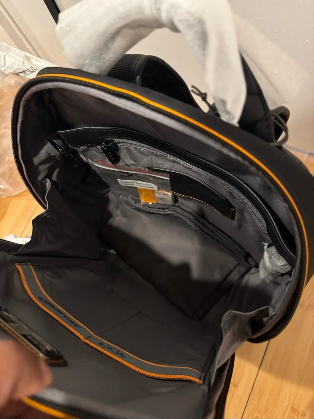 New Tumi x McLaren Halo Black and Orange Trim Men's Backpack — Sleek Urban Carry